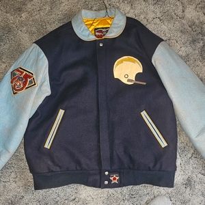 Jim Hamilton Vintage 94' San Diego Charger Superbowl leather bomber jacket.